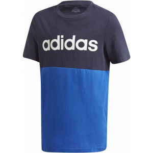 adidas YB LINEAR COLORBLOCK TEE Juniorské triko, Modrá,Tmavě modrá,Bílá, velikost