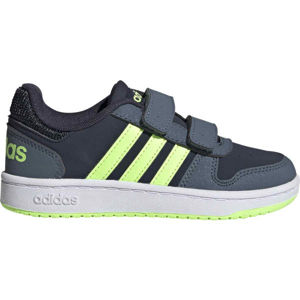 adidas HOOPS 2.0 CMF C Dětské volnočasové tenisky, Černá,Tmavě modrá,Zelená,Bílá, velikost 34