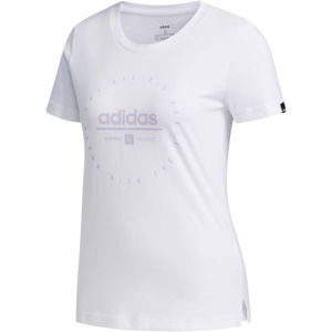 adidas W ADI CLOCK TEE Dámské tričko, Bílá,Fialová, velikost
