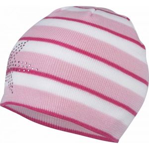 Lewro BEAUTIFLY Dívčí pletená čepice, Růžová,Bílá, velikost
