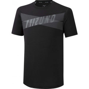 Mizuno CORE GRAPHIC TEE Pánské běžecké triko, Černá,Šedá, velikost S