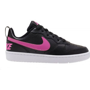 Nike COURT BOROUGH LOW 2 GS Dětská volnočasová obuv, Černá,Růžová,Bílá, velikost 5.5