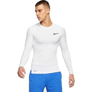 Nike NP TOP LS TIGHT M Pánské tričko s dlouhým rukávem, bílá, velikost L