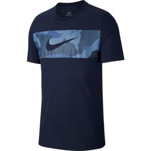 Nike DRY TEE CAMO BLOCK tmavě modrá XL - Pánské tričko