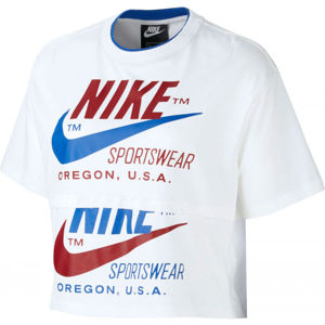 Nike NSW ICN CLSH SS TOP W Dámské tričko, Bílá,Modrá,Červená, velikost XS