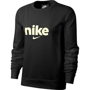 Nike NSW CREW HBR VRSTY W Dámské triko s dlouhým rukávem, Černá,Béžová, velikost XS