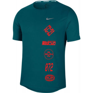 Nike DF MILER TOP SS WR GX Pánské běžecké tričko, Tyrkysová,Oranžová, velikost