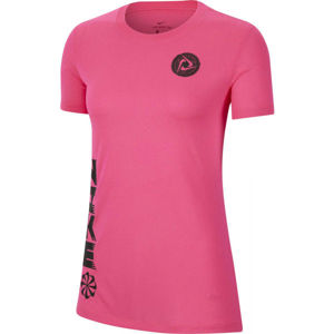 Nike DRY TEE LEG ICON CLASH W Dámské tréninkové tričko, Růžová,Černá, velikost S