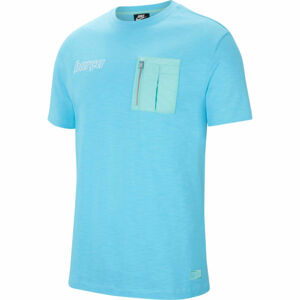 Nike FCB M NSW ME TOP SS Pánské tričko, Světle modrá,Tyrkysová,Bílá, velikost