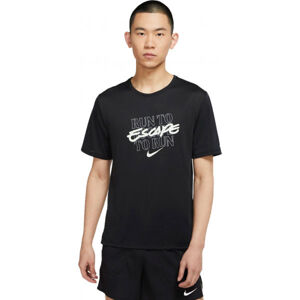Nike DF MILER TOP SS WR GX M Pánské běžecké tričko, Černá,Bílá, velikost L