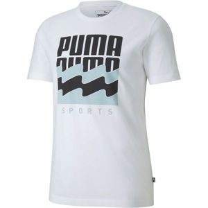 Puma SUMMER GRAPHIC TEE Pánské sportovní triko, Bílá,Černá,Světle modrá, velikost