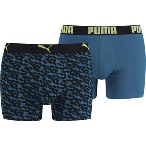 Puma LOGO AOP BOXER 2P Pánské boxerky, Modrá,Černá,Světle zelená, velikost