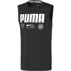 Puma ALPHA SUMMER SVEELESS TEE B Chlapecký sportovní nátělník, Černá,Bílá, velikost 116
