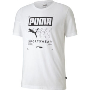Puma BOX PUMA TEE Pánské sportovní triko, bílá, velikost L