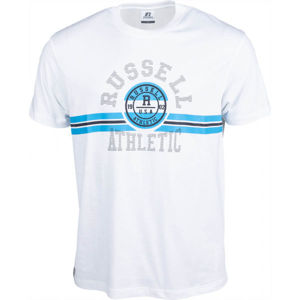 Russell Athletic COLLEGIATE STRIPE CREWNECK TEE SHIRT Pánské tričko, Bílá,Modrá,Černá, velikost