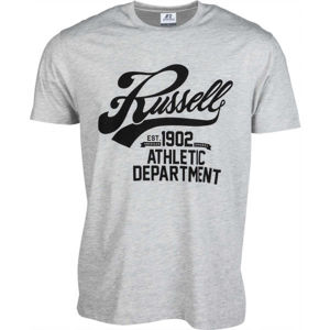 Russell Athletic SCRIPT S/S CREWNECK TEE SHIRT šedá S - Pánské tričko