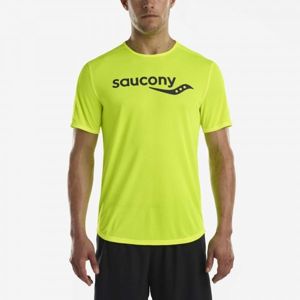Saucony SHORT SLEEVE VIZIPRO CI zelená S - Pánské běžecké triko