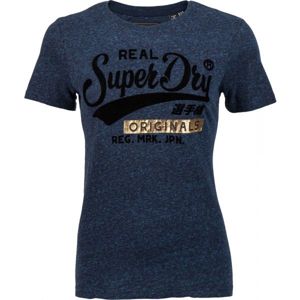 Superdry REAL ORIGINALS FLOCK METALLIC ENTRY TEE tmavě modrá 10 - Dámské tričko