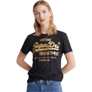 Superdry PG SNAKE BURNOUT ENTRY TEE Dámské tričko, černá, velikost 12