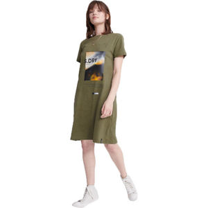 Superdry DESERT GRAPHIC T-SHIRT DRESS tmavě zelená 12 - Dámské šaty