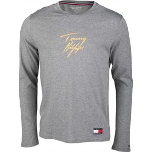 Tommy Hilfiger CN LS TEE LOGO Pánské triko s dlouhým rukávem, šedá, velikost L
