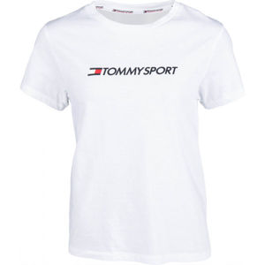 Tommy Hilfiger COTTON MIX CHEST LOGO TOP bílá M - Dámské tričko
